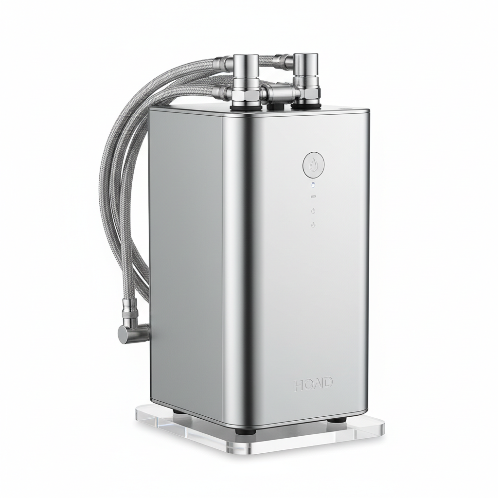 Tankless under-sink reverse osmosis system, compact and space-saving