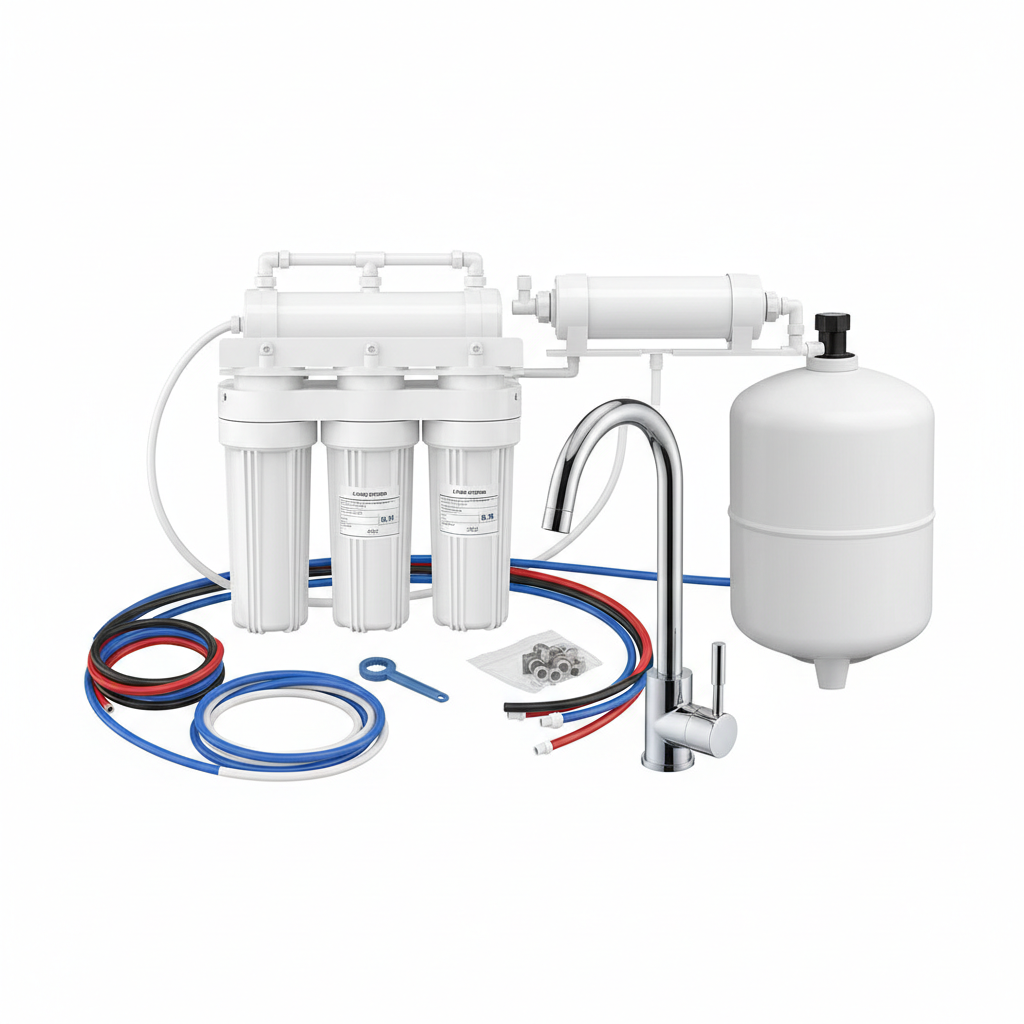 Complete under-sink 5-stage reverse osmosis system starter kit